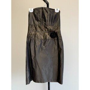 Suzi Chin Pewter Strapless Formal Dress Size 8 #34361